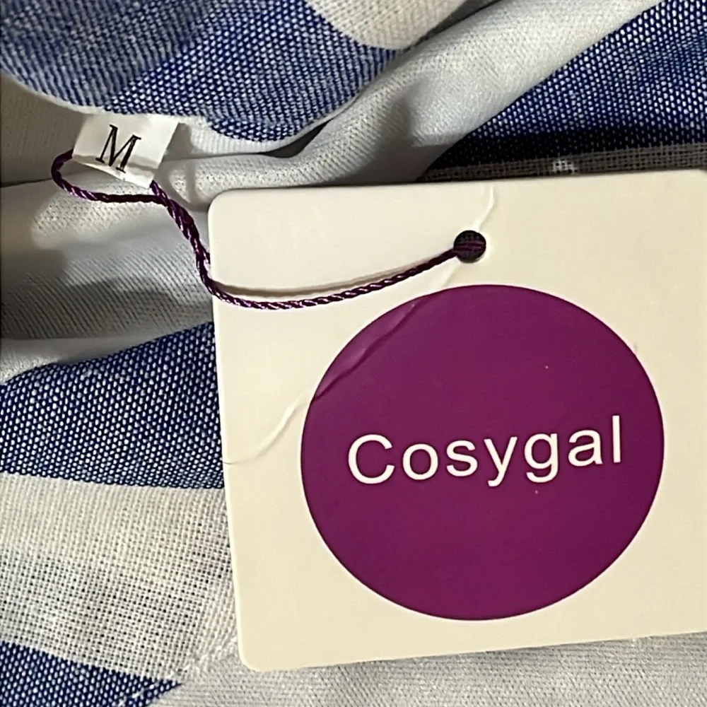 NEW Cosygal Striped High-Low Maxi Dress, Bandage Dress, Backless, Blue/White MED - Picture 7 of 13